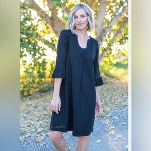 Aryeh Black A-line Scoop Neck Dress - Medium